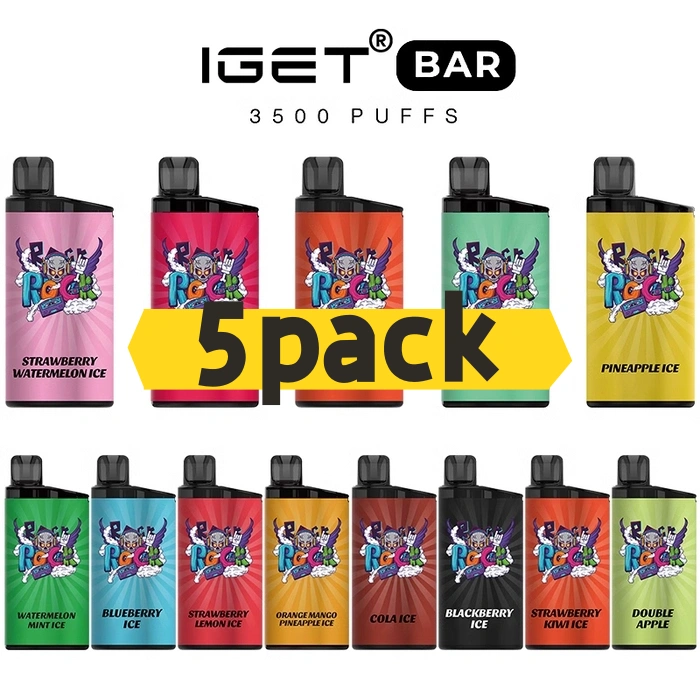 IGET Bar 3500 Puffs- 5 pack Multiple flavors - Strawberry Lychee Ice